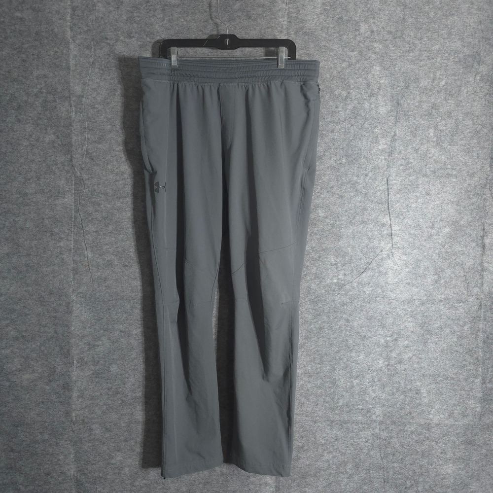 Under Armour Men XL Grey Track Pants Athletic Joggers Full Zip Ankle Pants Solid